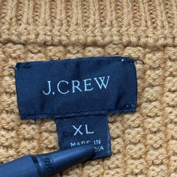 J Crew Mens Crewneck Sweater Cotton Checker Stitch XL Yellow Gold Pullover - Picture 5 of 8